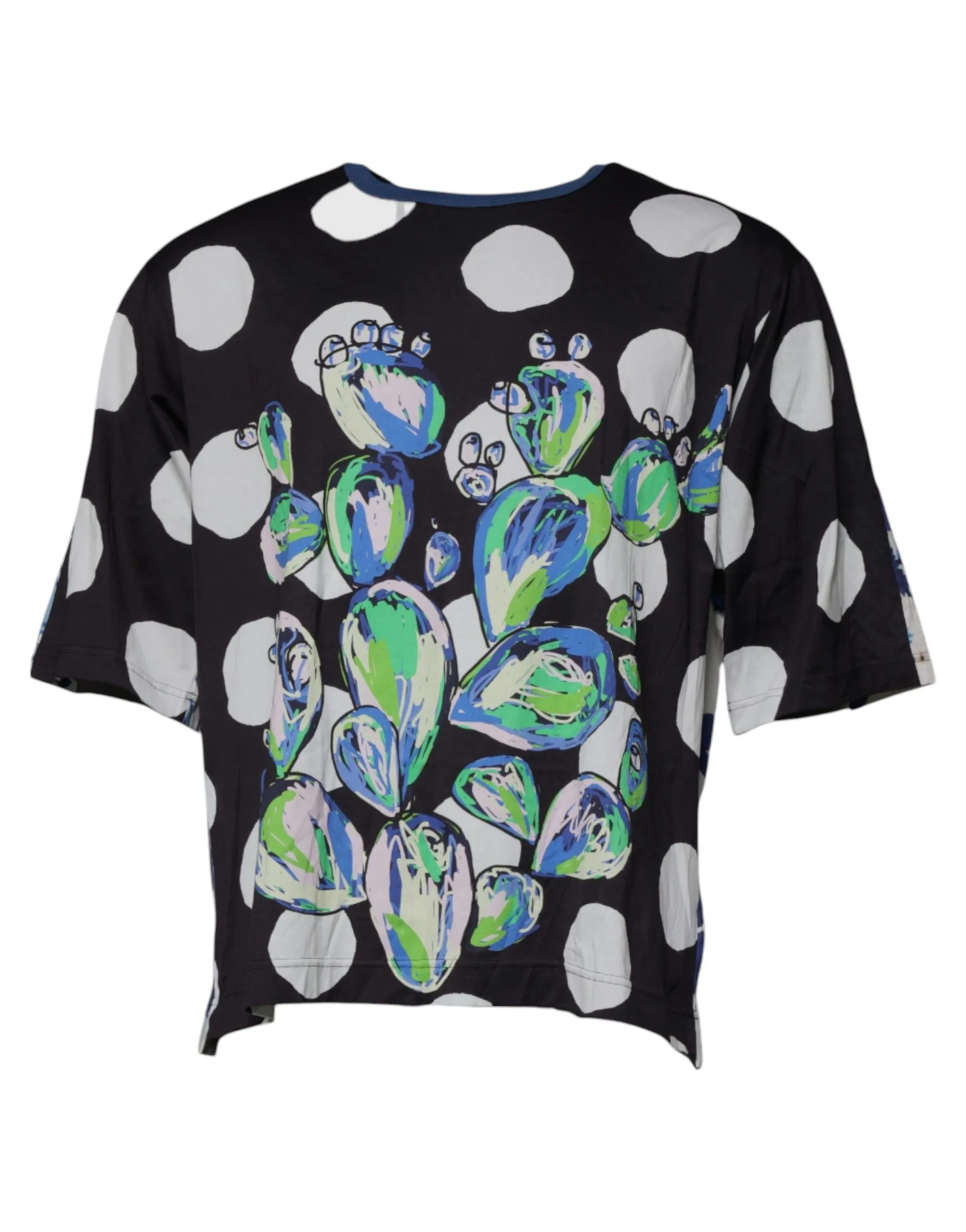 Dolce & Gabbana Men's Black White Printed Cotton Crew Neck T-shirt