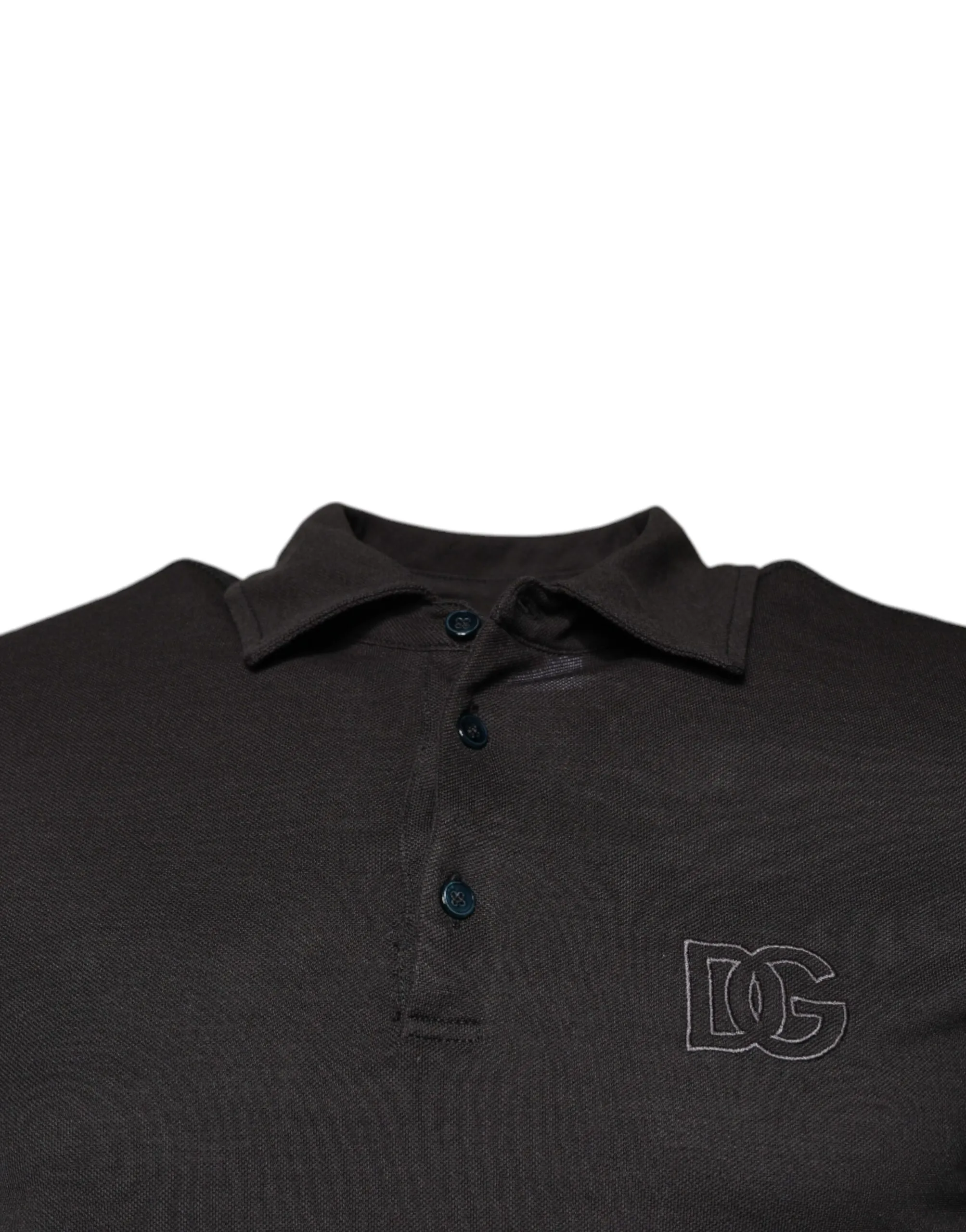 Dolce & Gabbana Men's Dark Gray Collared Short Sleeves Polo T-shirt