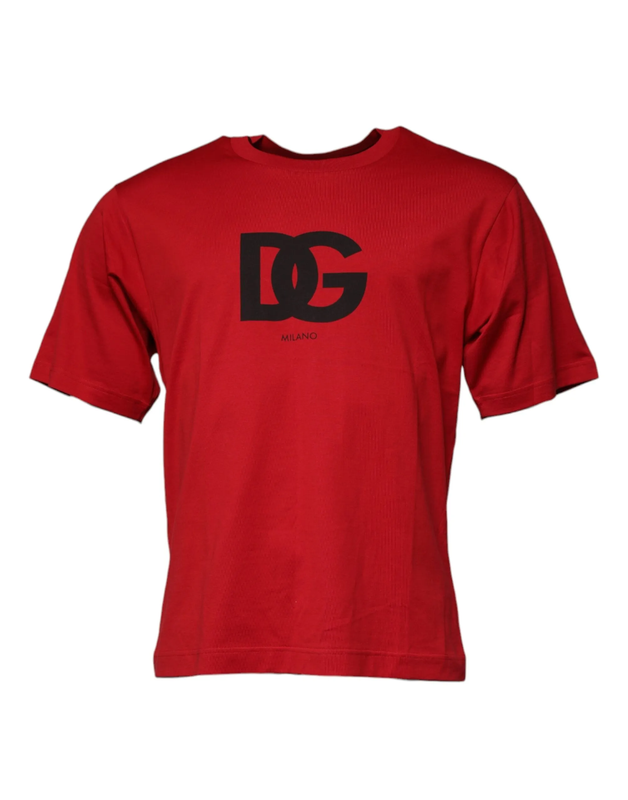 Dolce & Gabbana Men's Red Logo Print Cotton Crew Neck T-shirt