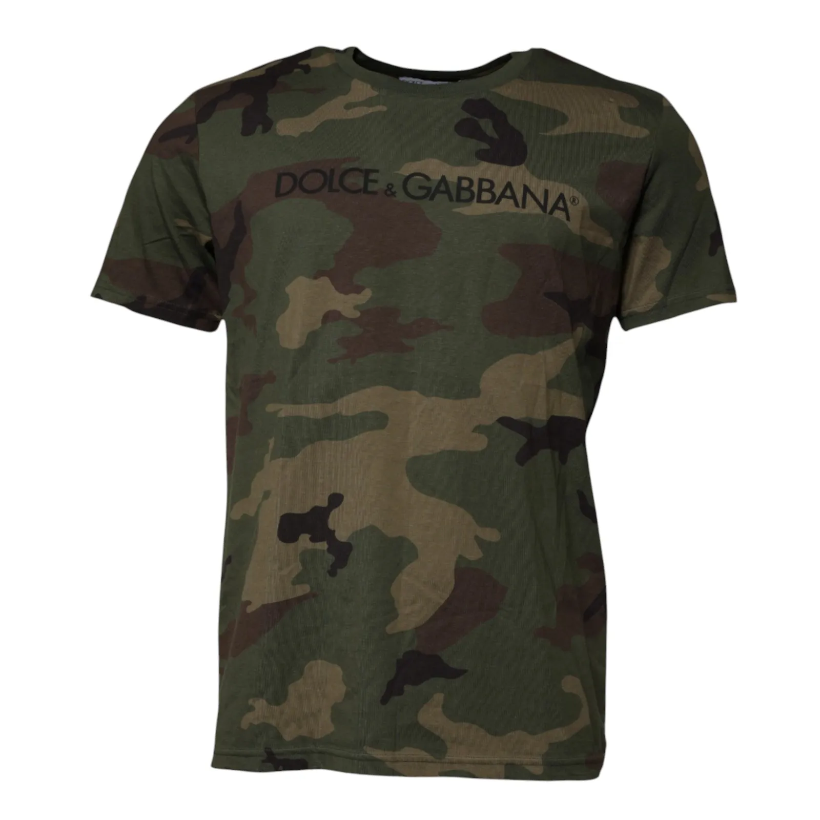 Dolce & Gabbana Men's Multicolor Camouflage Cotton Crew Neck T-shirt