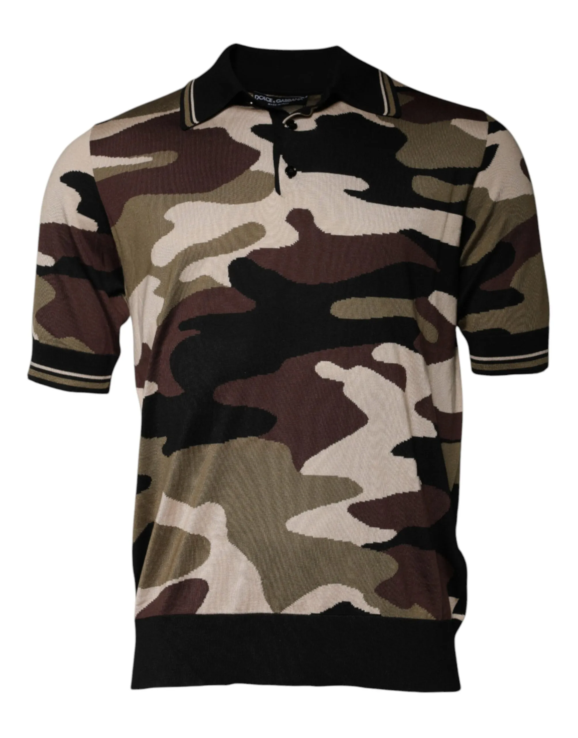 Dolce & Gabbana Men's Multicolor Camouflage Collared Polo T-shirt