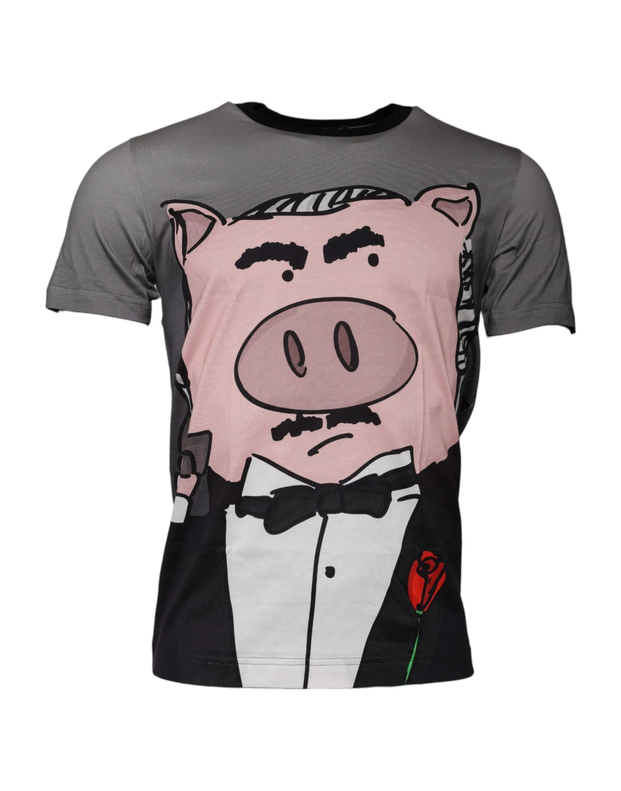 Dolce & Gabbana Men's Gray 2019 Year Of The Pig Short Sleeve T-shirt