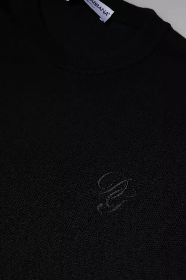 Dolce & Gabbana Men's Black Wool Crew Neck Pullover Sweater