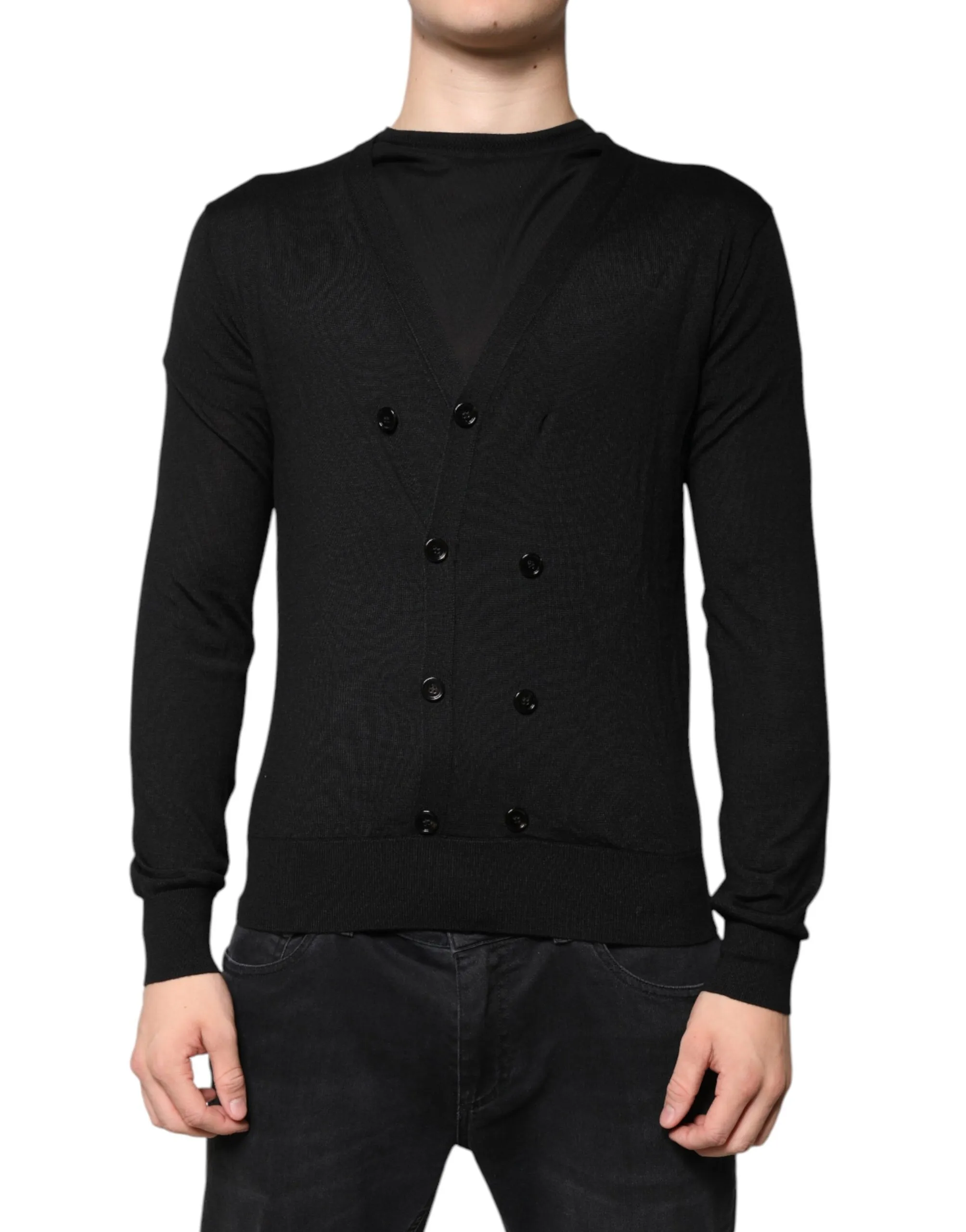 Dolce & Gabbana Men's Black Cashmere Button Down Cardigan Sweater