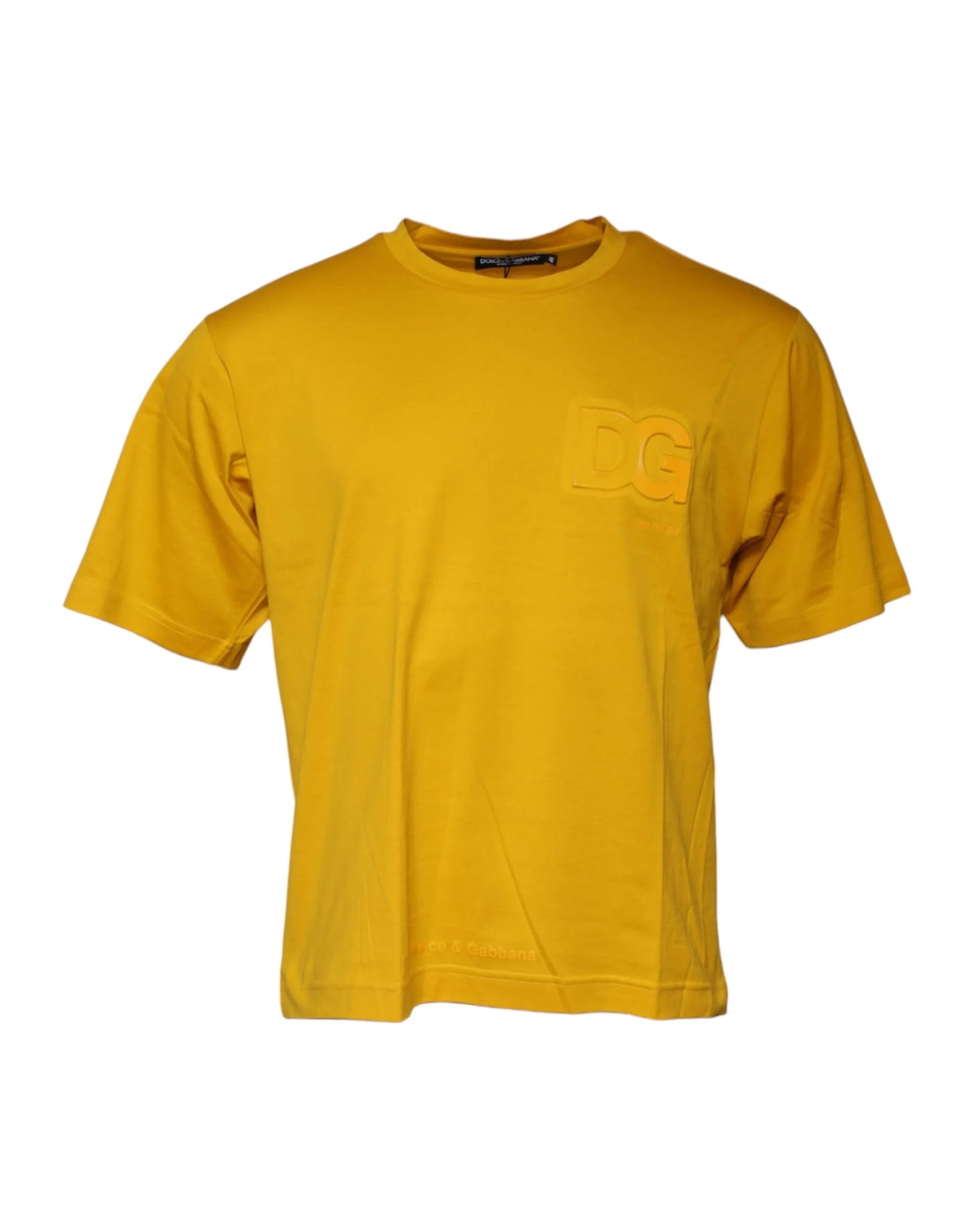 Dolce & Gabbana Men's Dark Yellow Logo Crew Neck Short Sleeves T-shirt