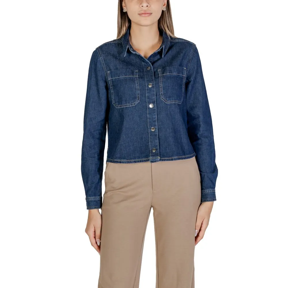 Street One Women's Blue Cotton Sweater