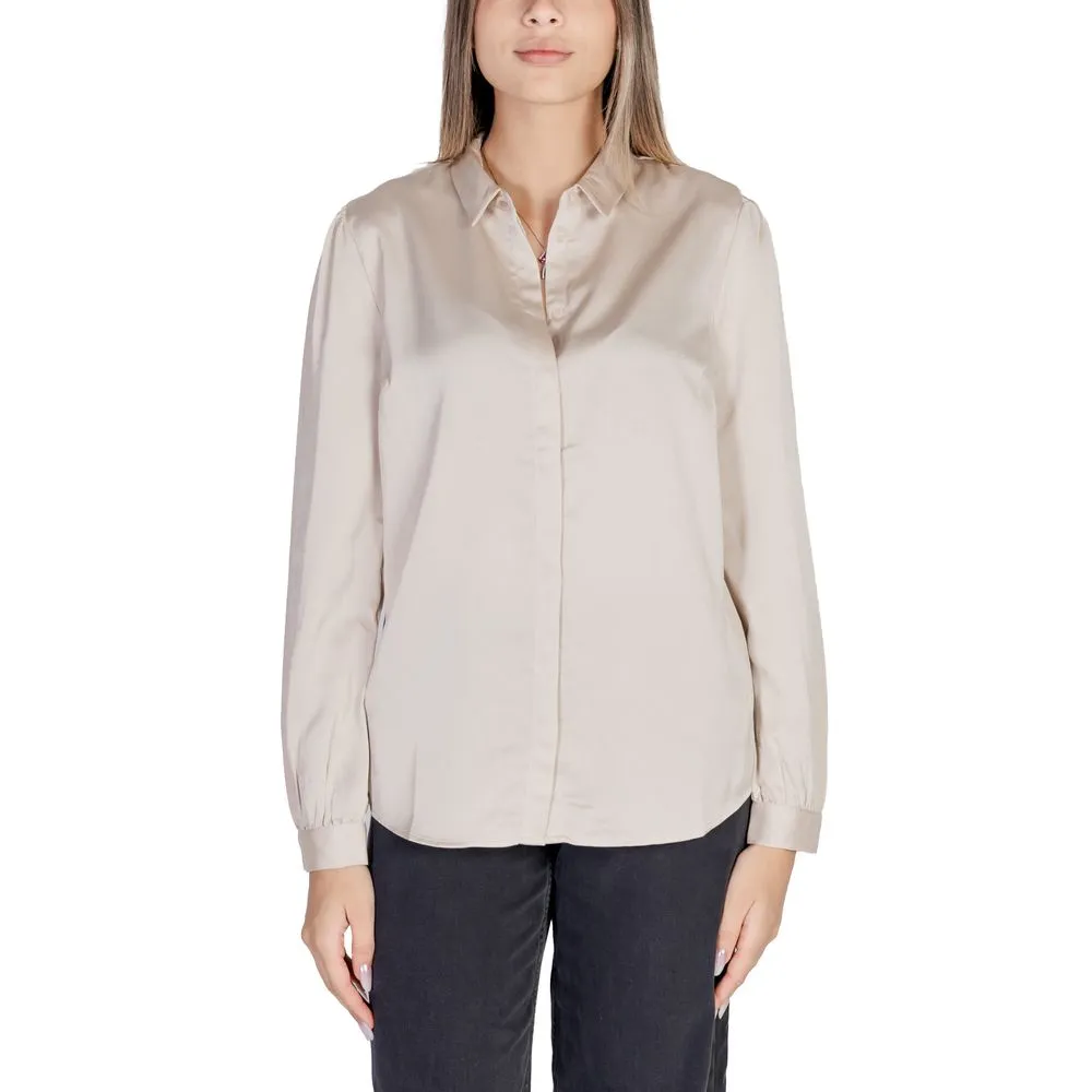 Vila Clothes Women's Gold Polyester Shirt