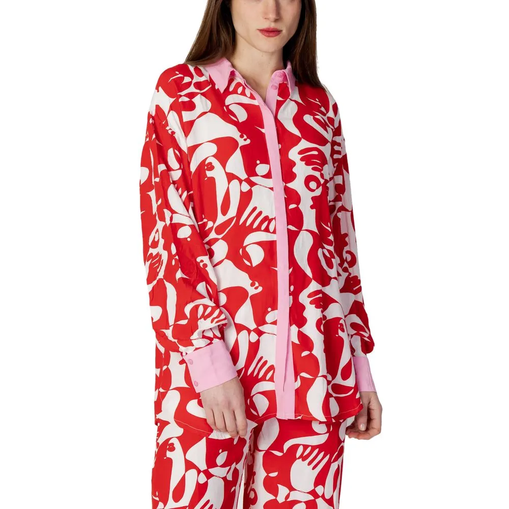 Vila Clothes Women's Red Viscose Shirt