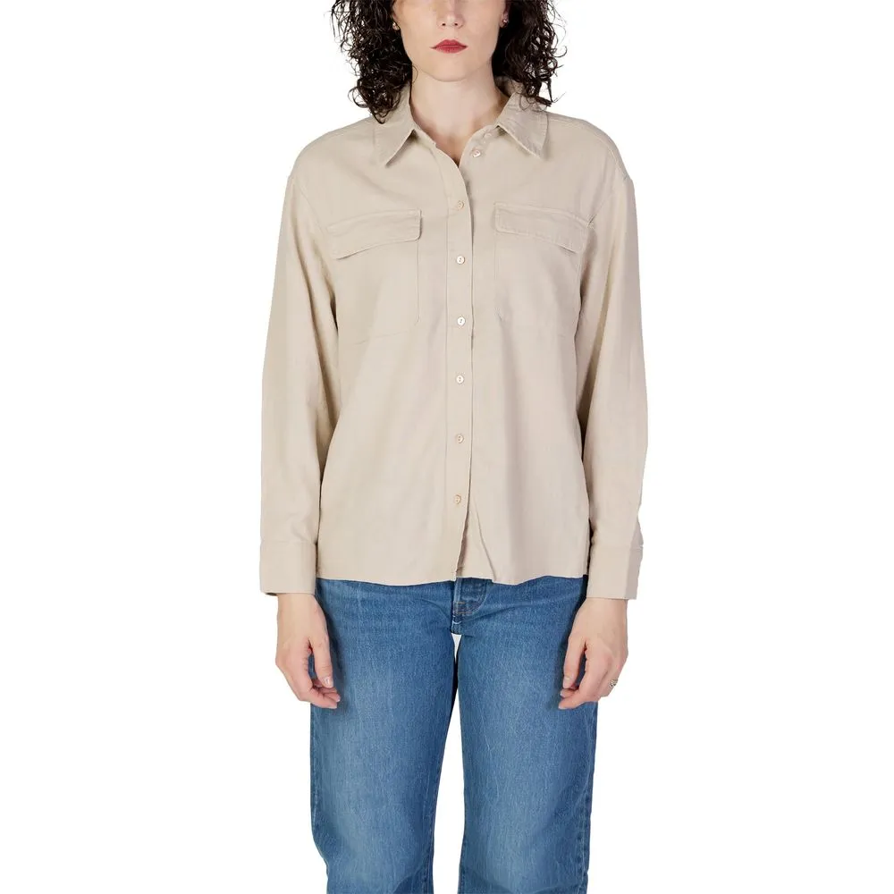 Only Women's Beige Linen Shirt