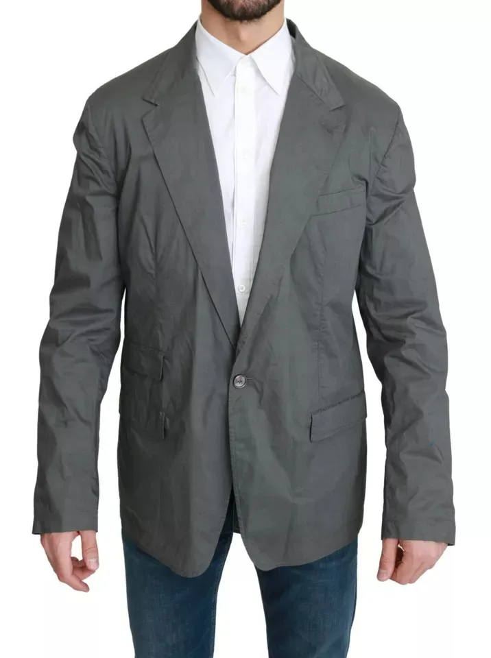 Dolce & Gabbana Men's Gray Cotton Single Breasted Formal Blazer