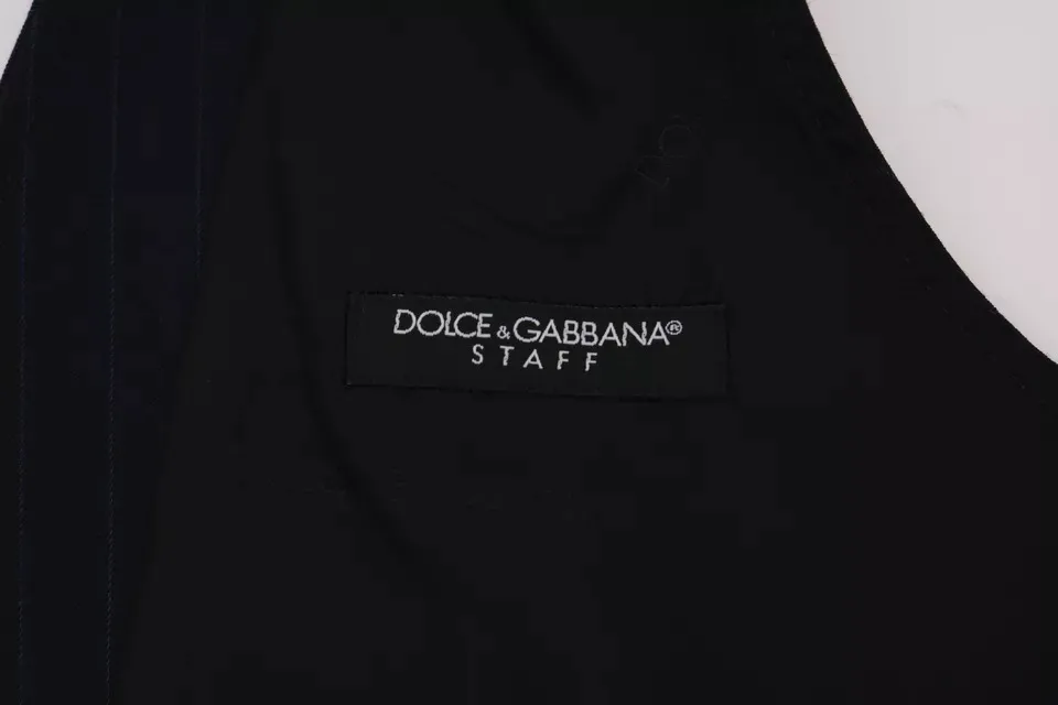 Dolce & Gabbana Men's Blue Waistcoat Wool Stretch STAFF Vest