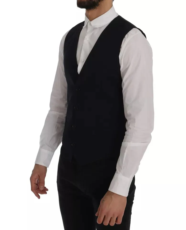 Dolce & Gabbana Men's Blue Waistcoat Wool Stretch STAFF Vest