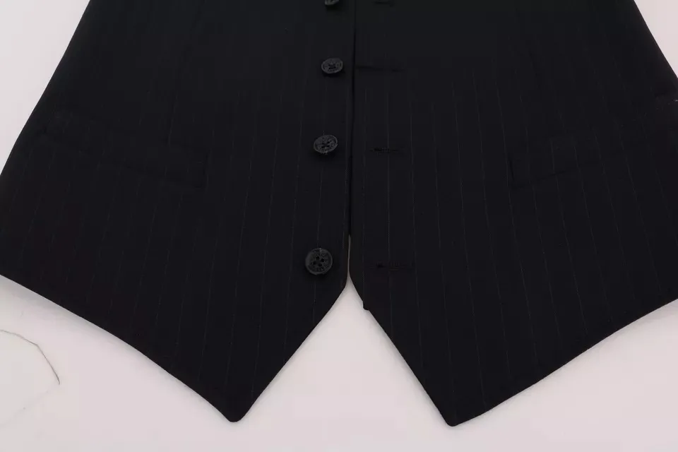 Dolce & Gabbana Men's Blue Waistcoat Wool Stretch STAFF Vest
