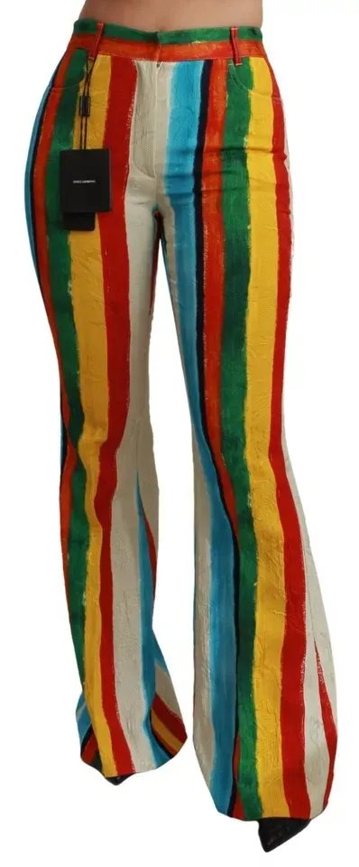 Dolce & Gabbana Women's Multicolor Flared Riga Pittorica Pants