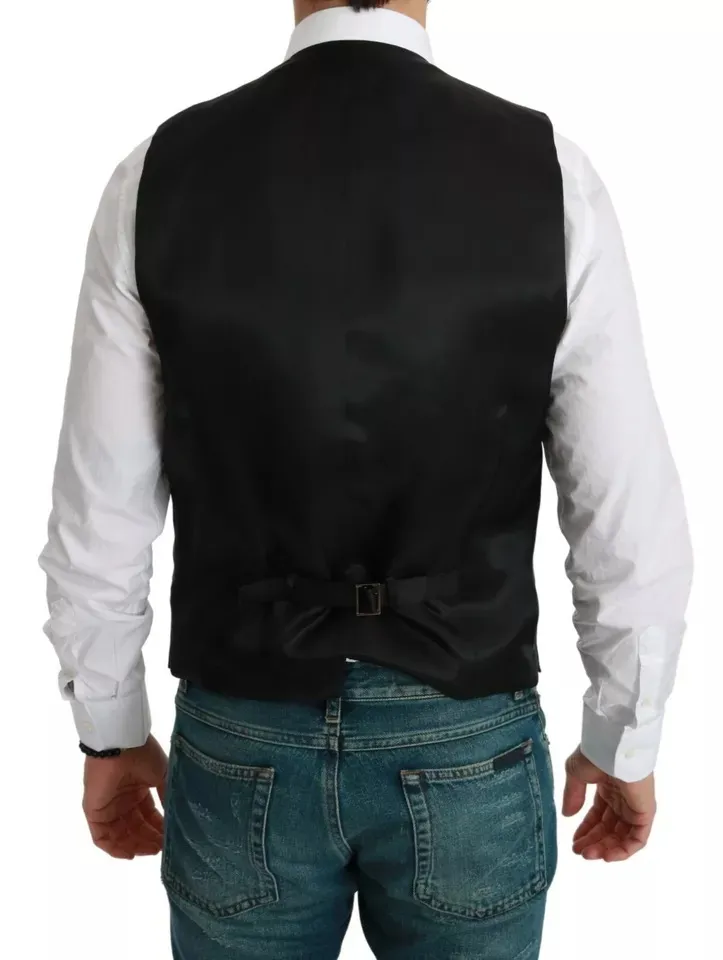 Dolce & Gabbana Men's Black Virgin Wool Waistcoat Formal Vest