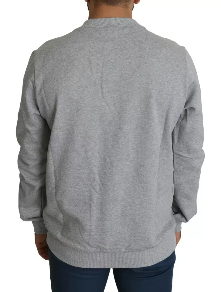 Dolce & Gabbana Men's Gray Crown King Print Cotton Pullover Sweater