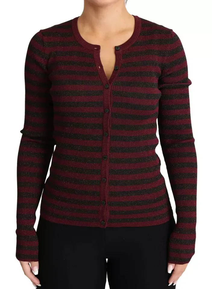 Dolce & Gabbana Women's Black Red Striped Womens Cardigan Sweater