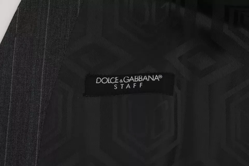Dolce & Gabbana Men's Gray Wool Stretch Gilet Waistcoat Vest