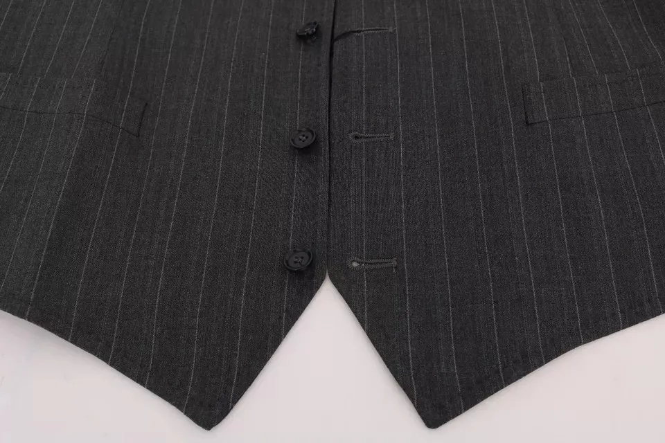 Dolce & Gabbana Men's Gray Wool Stretch Gilet Waistcoat Vest