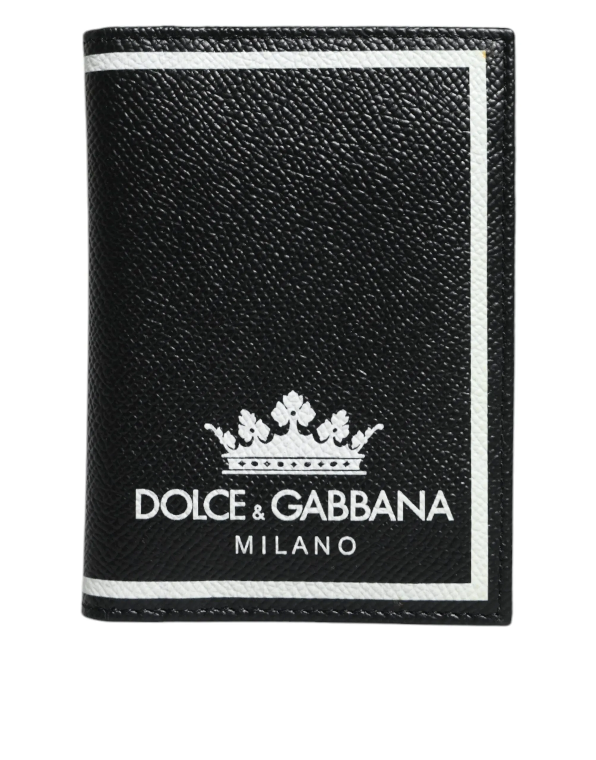 Dolce & Gabbana Men's Black Leather DG Milano Logo Card Holder Bifold Wallet