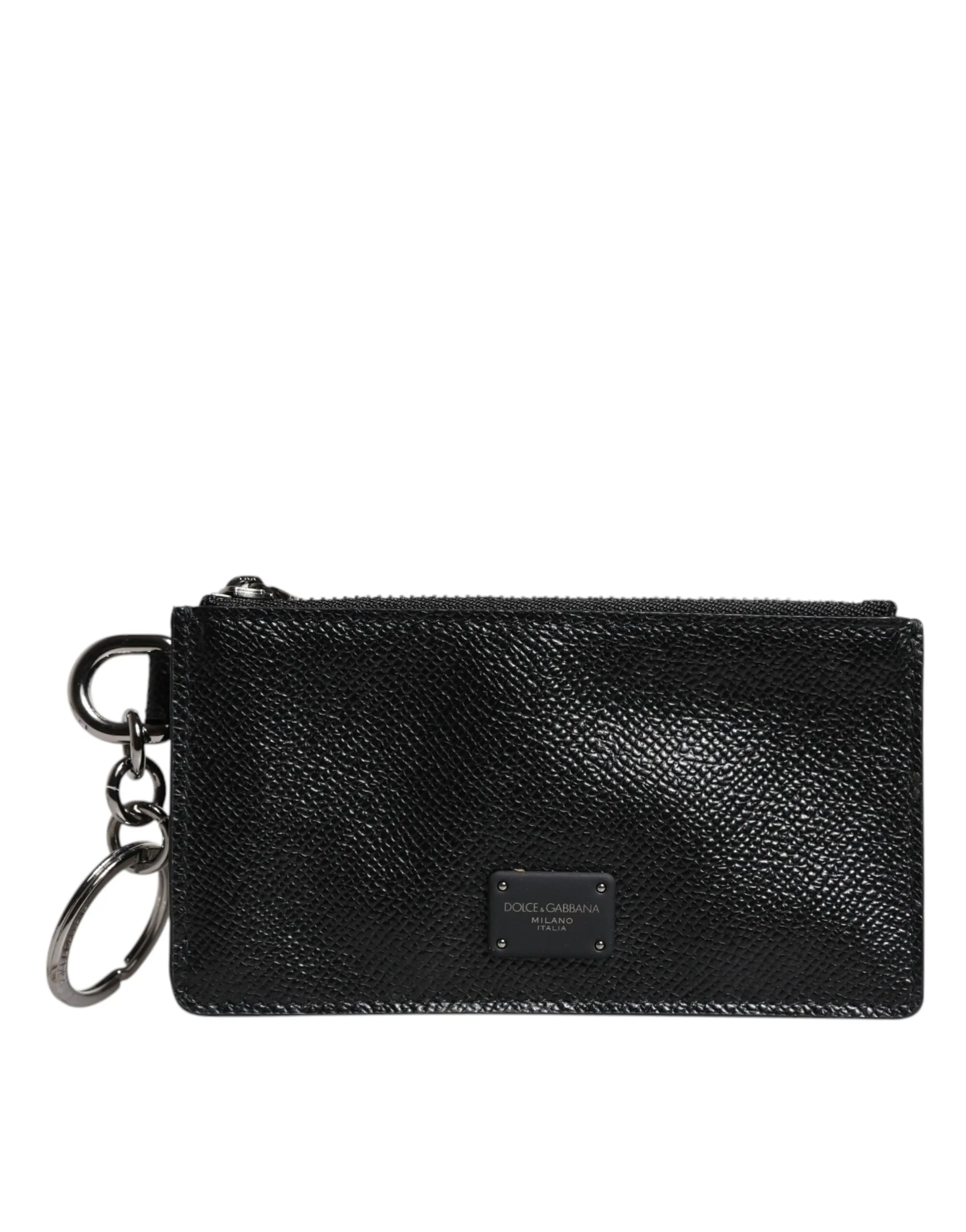 Dolce & Gabbana Men's Black Calfskin Leather DG Logo Card Holder Wallet