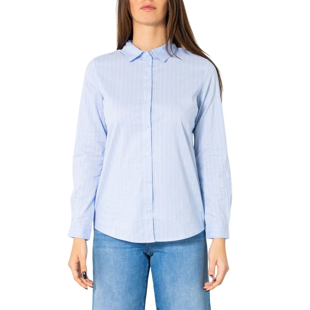 Jacqueline De Yong Women's Blue Cotton Shirt
