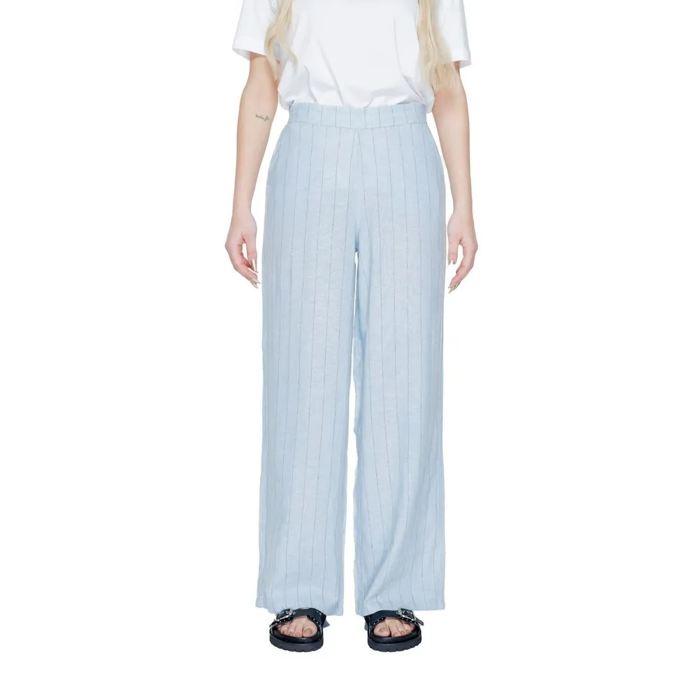 Vero Moda Women's Blue Linen Jeans & Pant