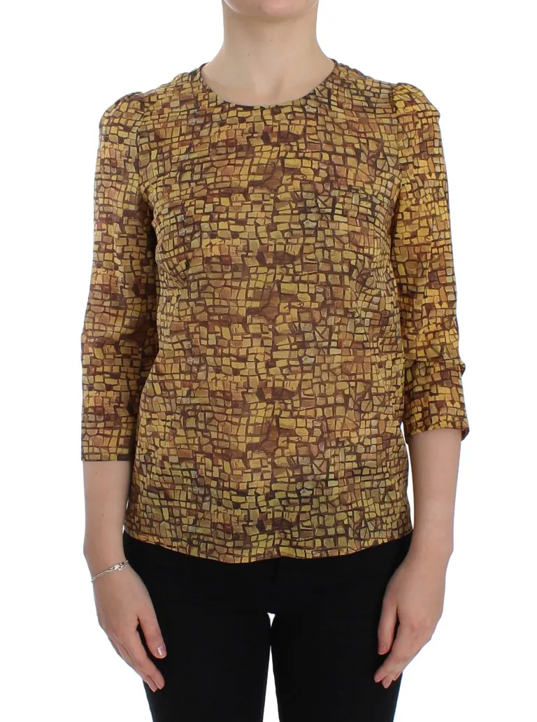 Dolce & Gabbana Women's Sicilian Mosaic Print Silk Blouse