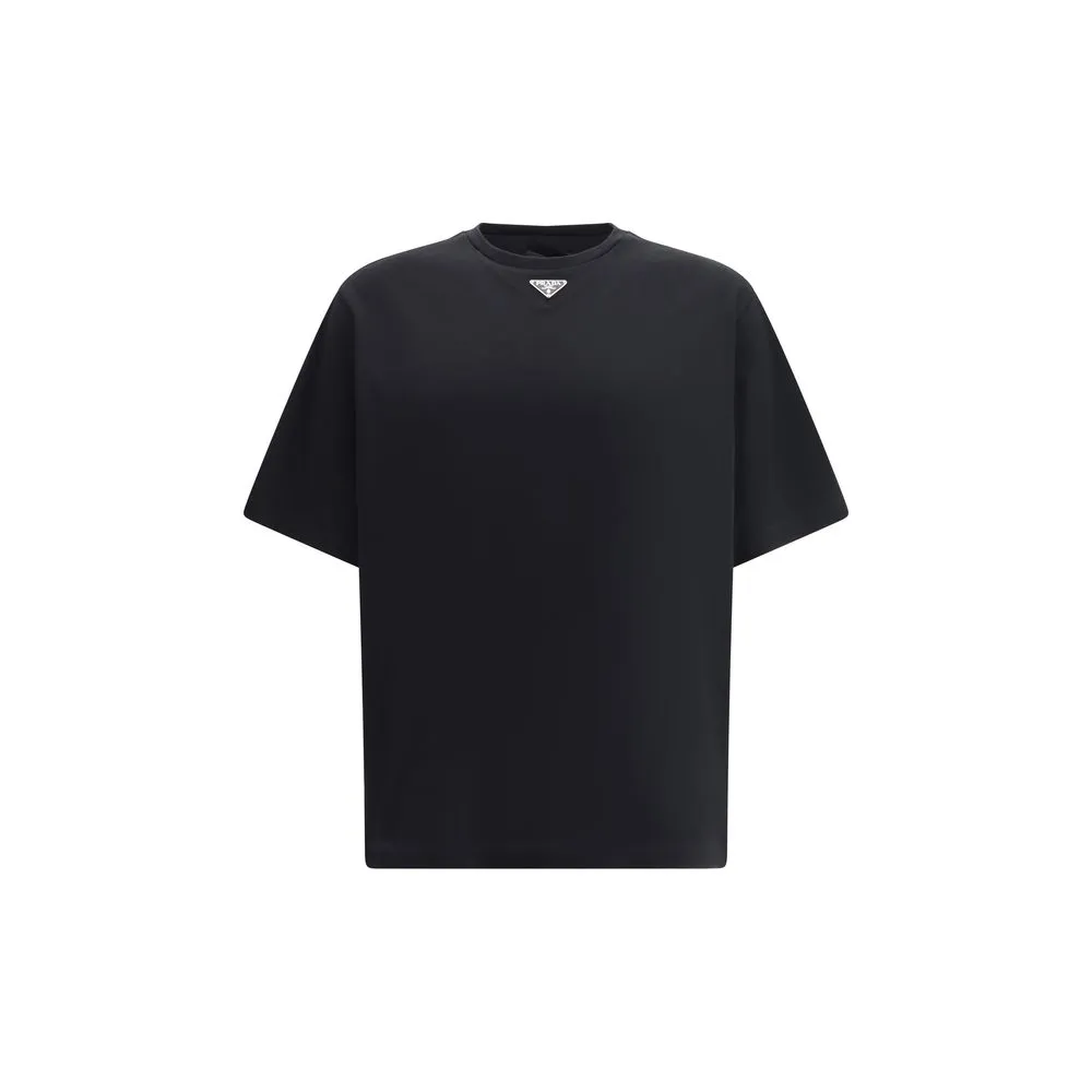 Prada Men's T-Shirt with triangular plaque