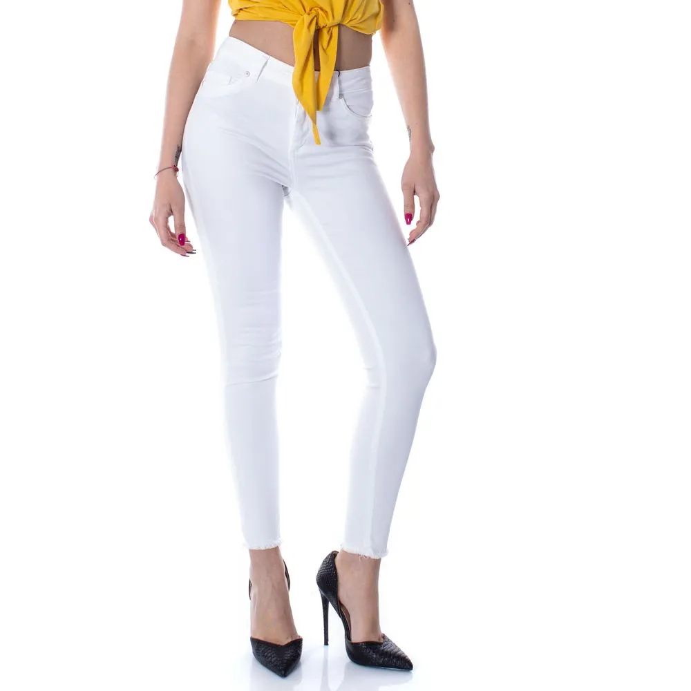 Only Women's White Cotton Jeans & Pant