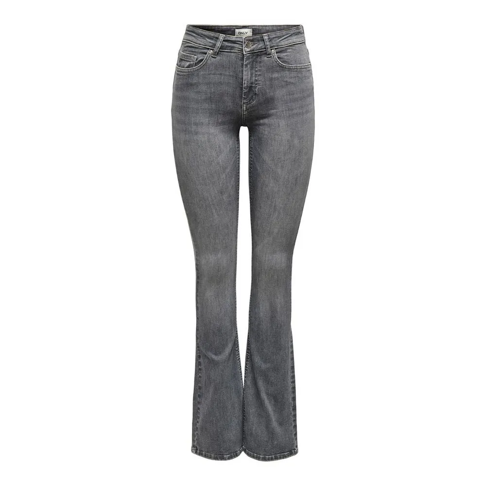 Only Women's Gray Cotton Jeans & Pant