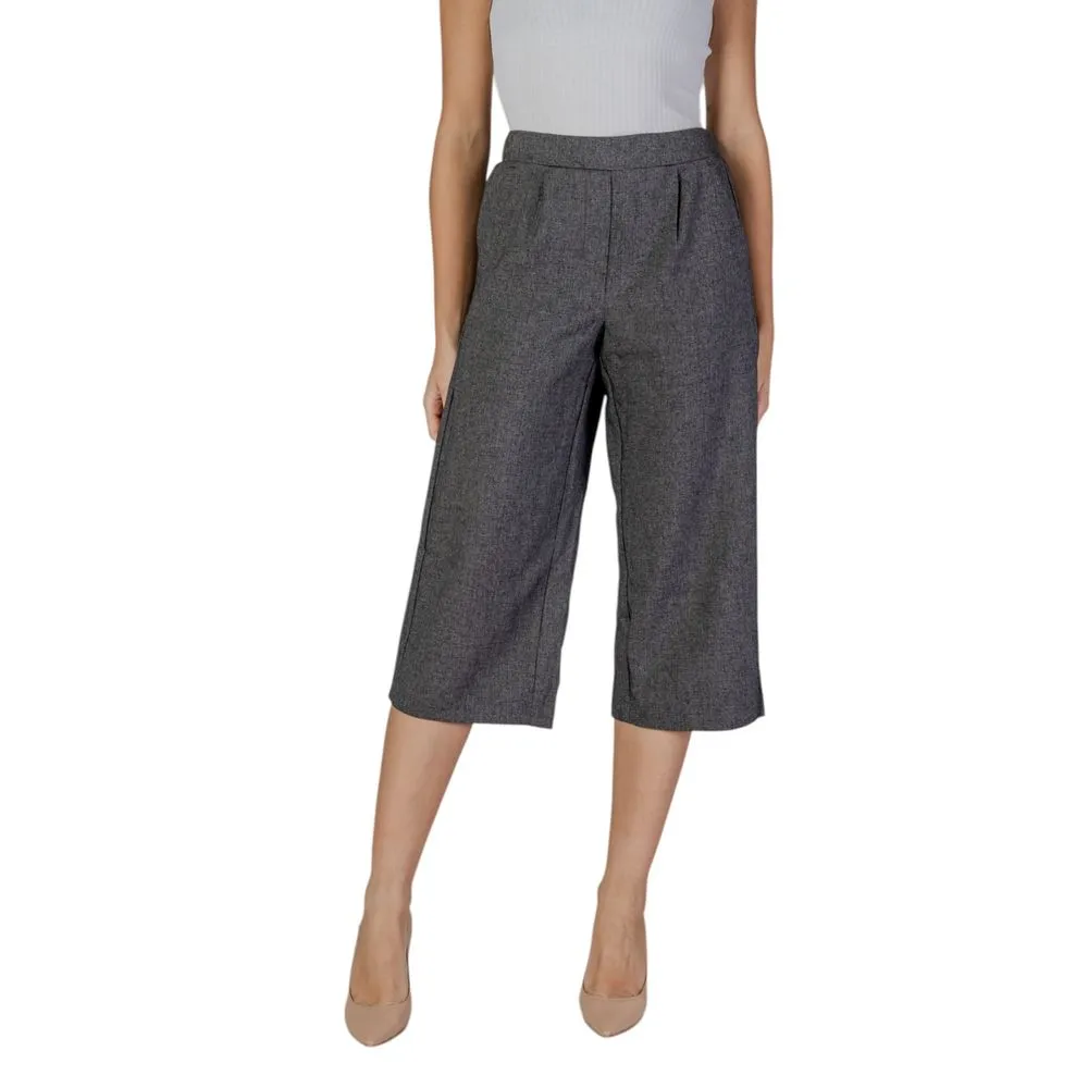 Vero Moda Women's Black And White Polyester Jeans & Pant
