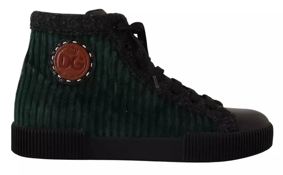 Dolce & Gabbana Men's Green Corduroy High Tops Sneakers Mens Casual Shoes