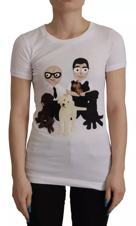 Dolce & Gabbana Women's White #DGFamily Patch Top Cotton T-shirt