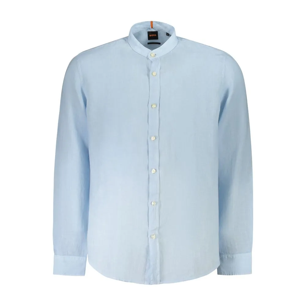 Hugo Boss Light Blue Linen Men Shirt