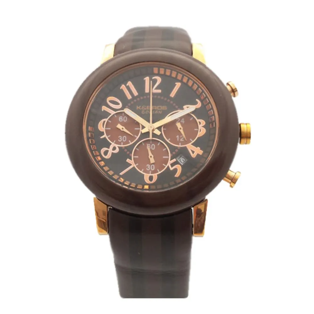 K&Bros Unisex Brown Leather Watch