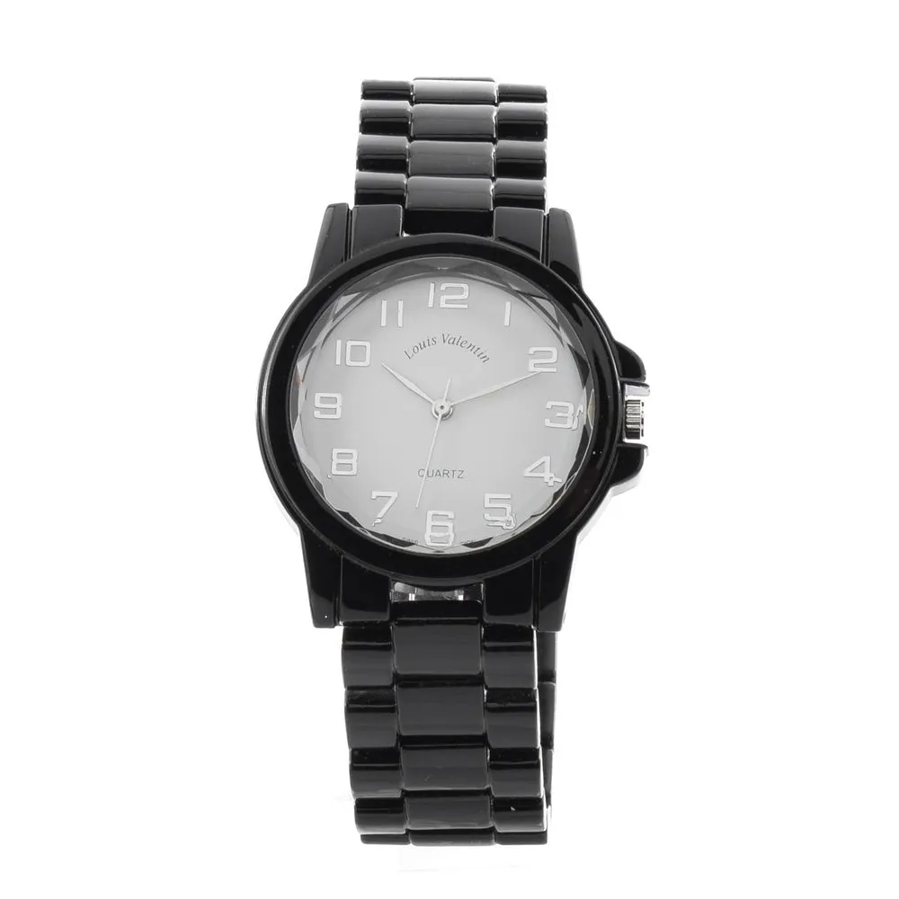 Louis Valentin Unisex Black Stainless Steel Watch