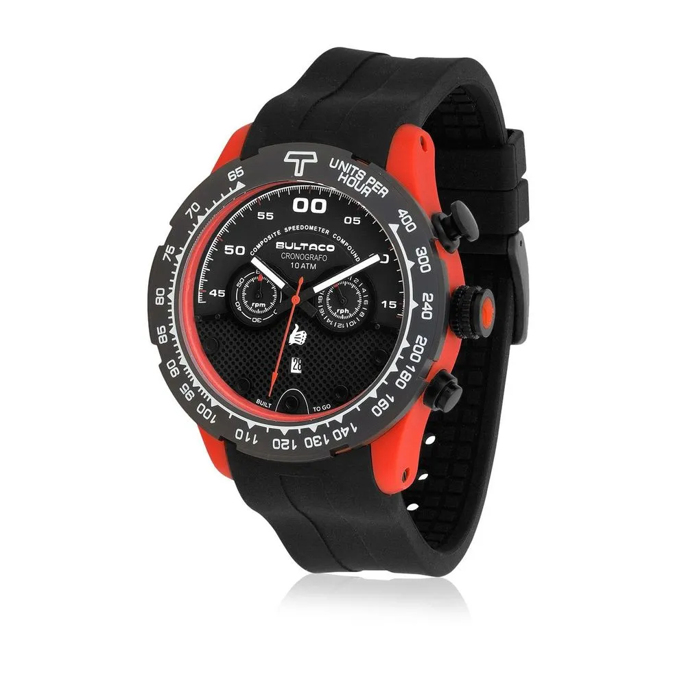 Bultaco Men's Black Rubber Watch