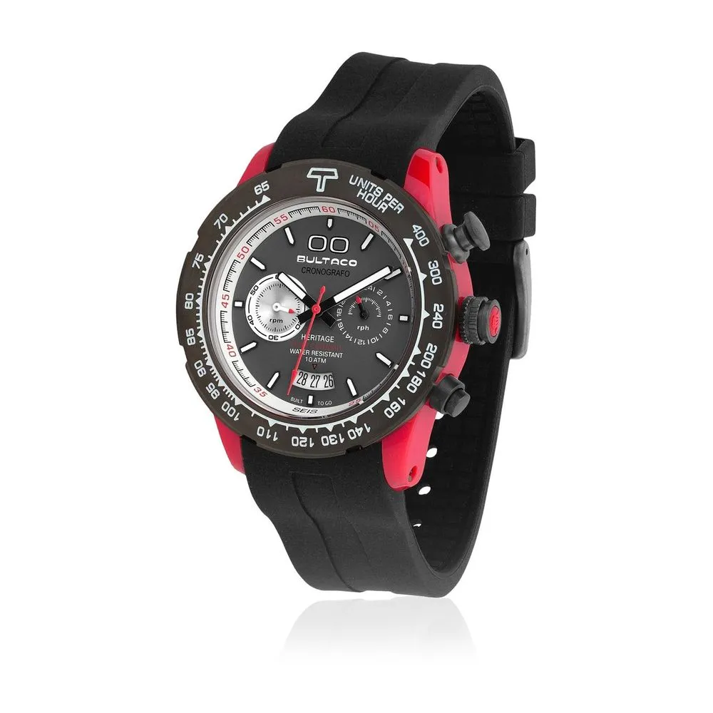 Bultaco Men's Black Rubber Watch