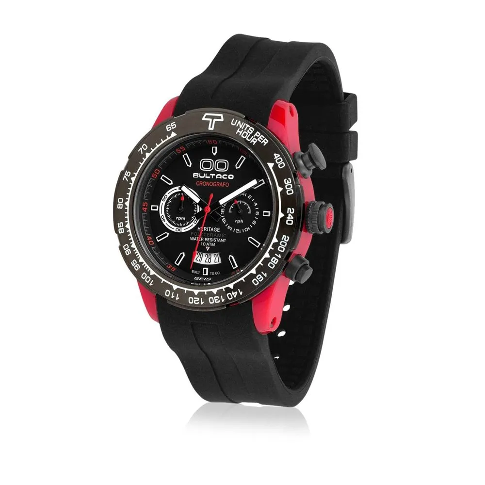 Bultaco Men's Black Rubber Watch