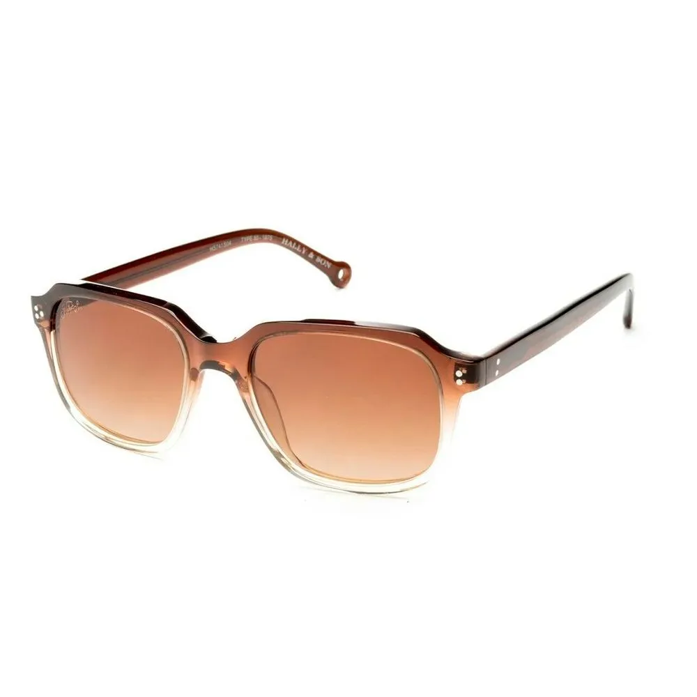 Hally&Son Unisex Brown Acetate Sunglasses