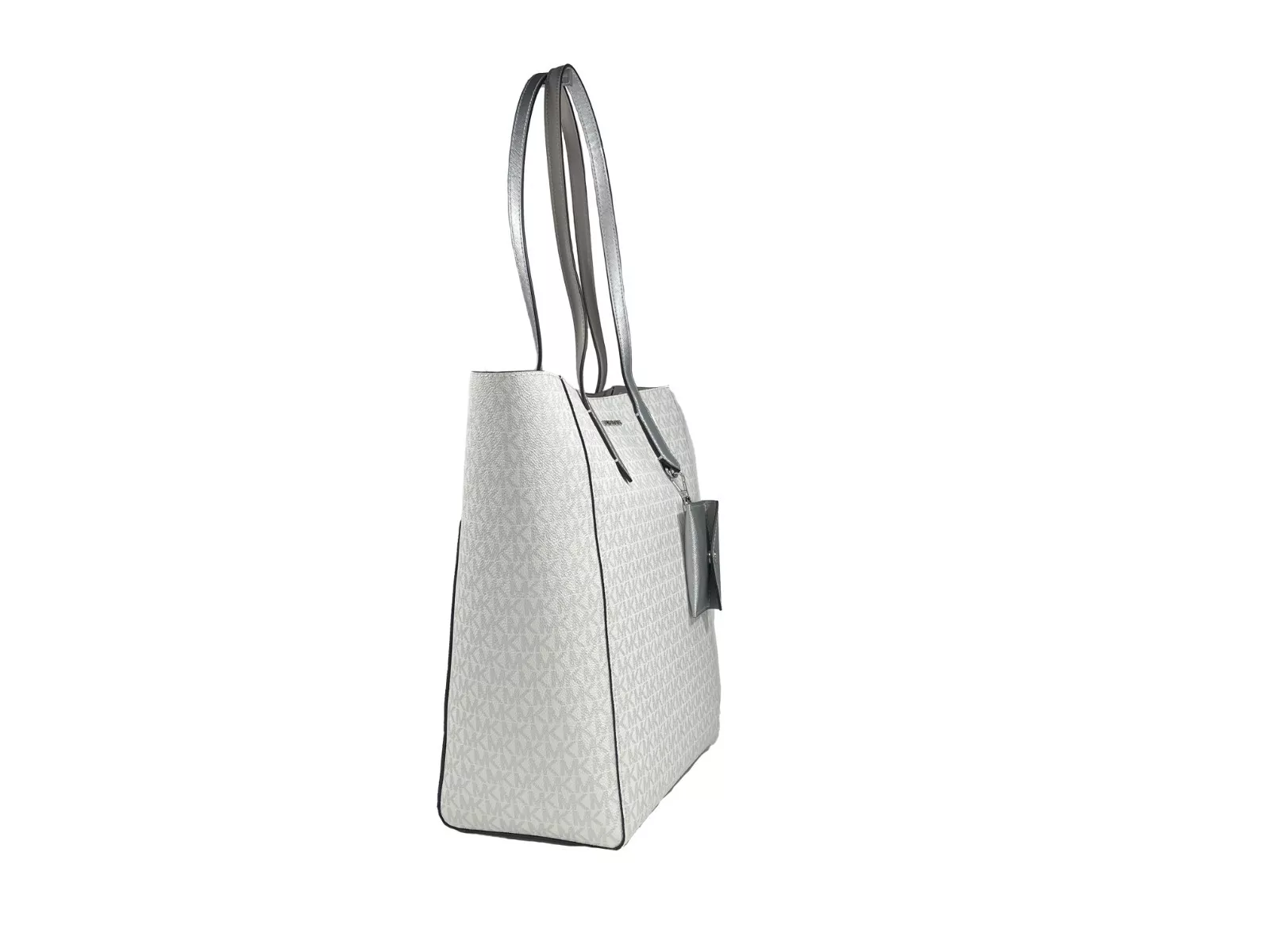 Michael Kors Women's Vincent With Card Case Large Tote Purse Bag Silver