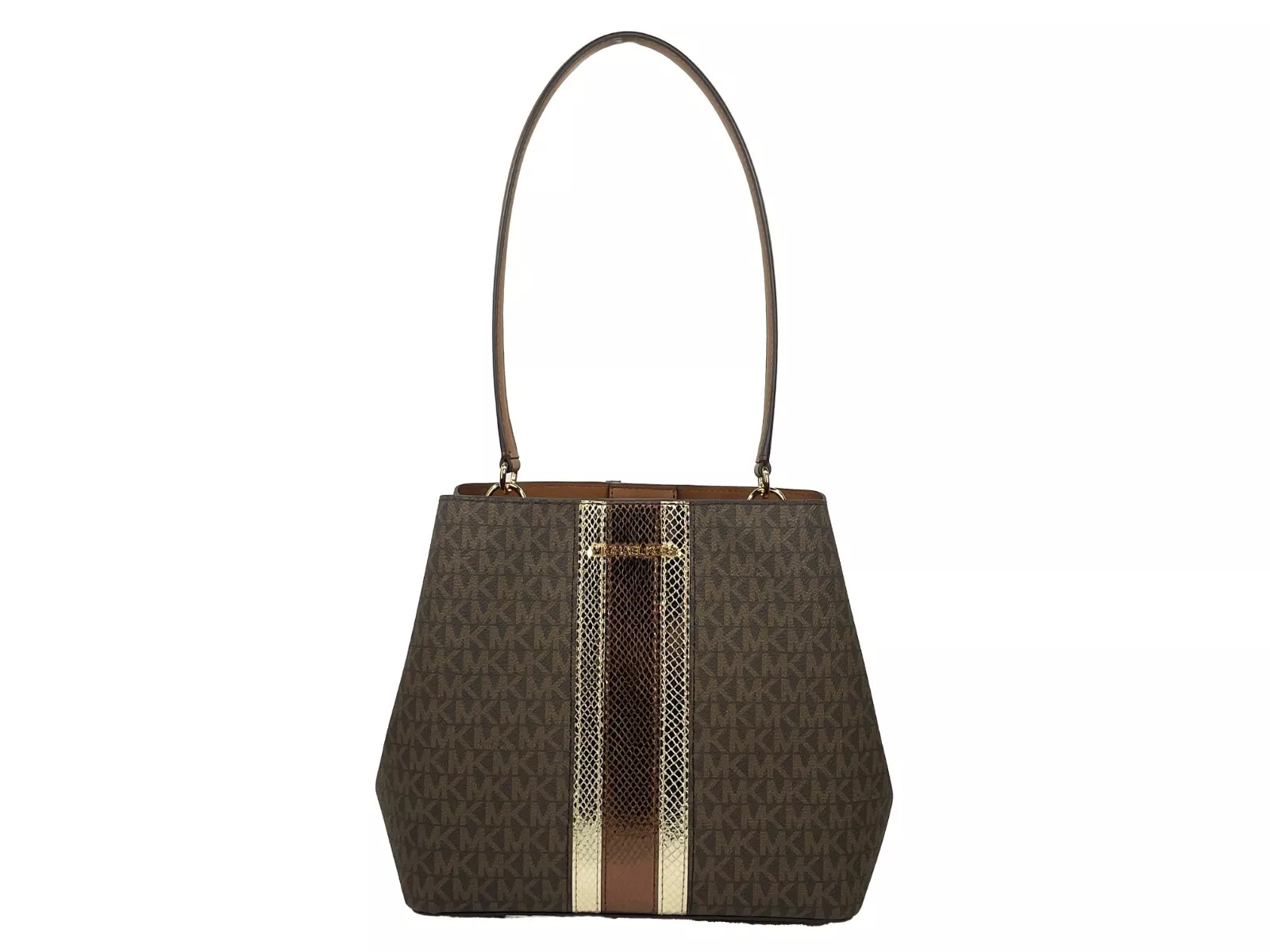 Michael Kors Women's Medium Pratt Bucket Shoulder Bag Purse Brown