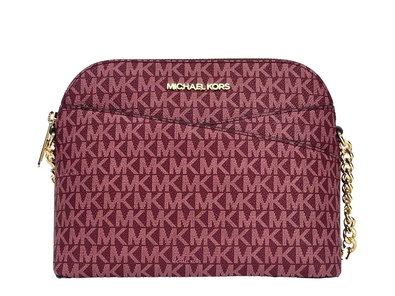 Michael Kors Women's Jet Set Medium X Dome PVC Crossbody Bag Oxblood