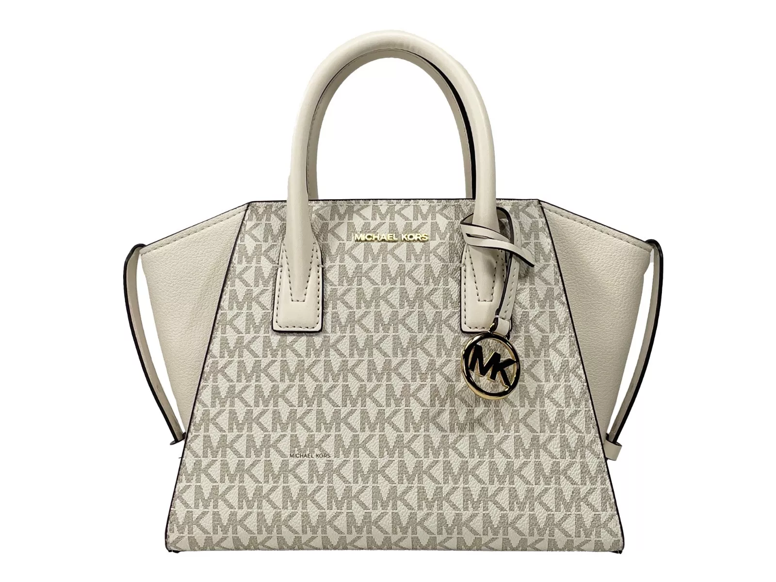 Michael Kors Women's Avril Small Leather Top Zip Satchel Crossbody Bag Cream