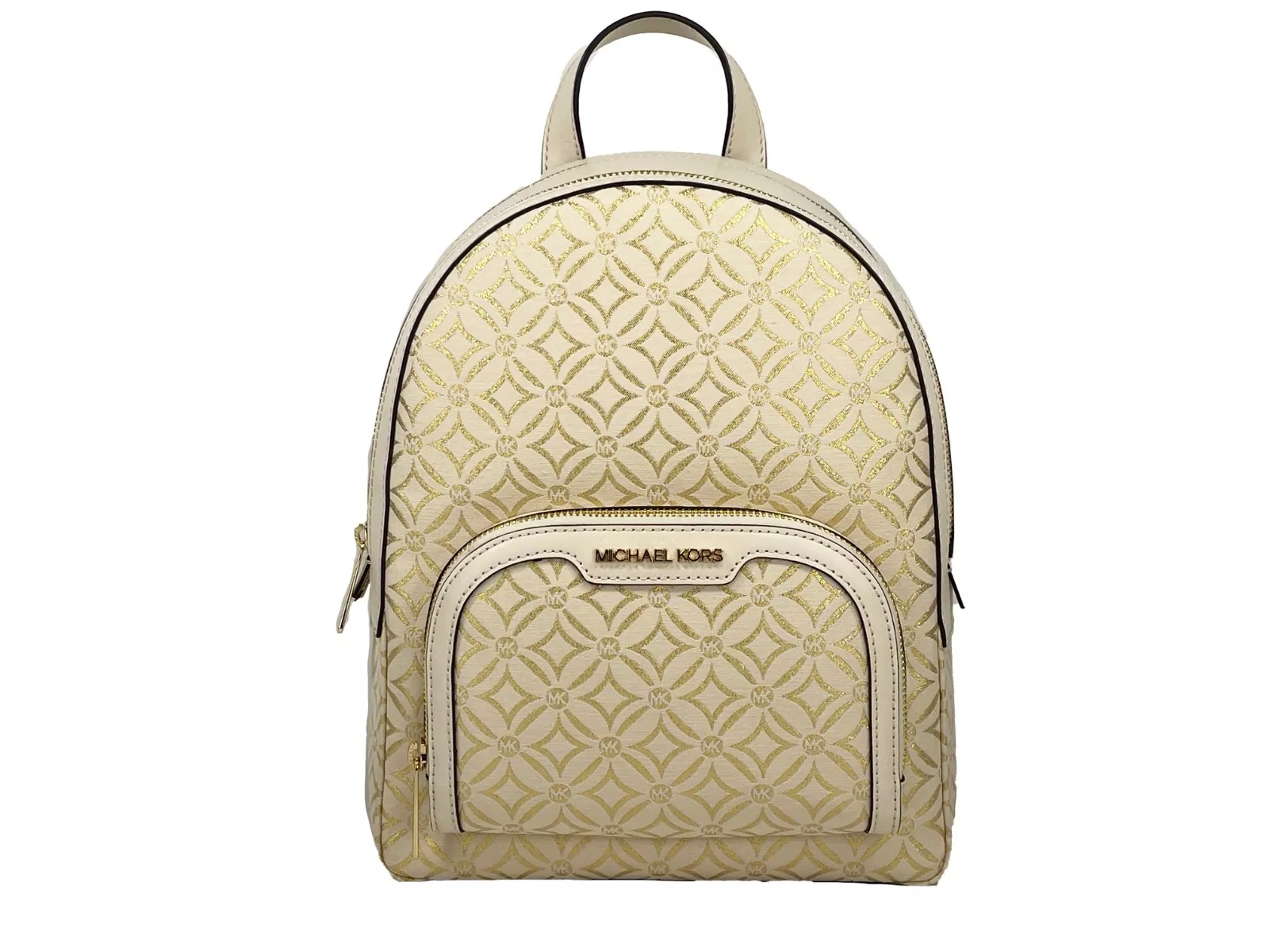 Michael Kors Women's Jaycee Medium Zip Pocket Backpack Bag Cream Gold