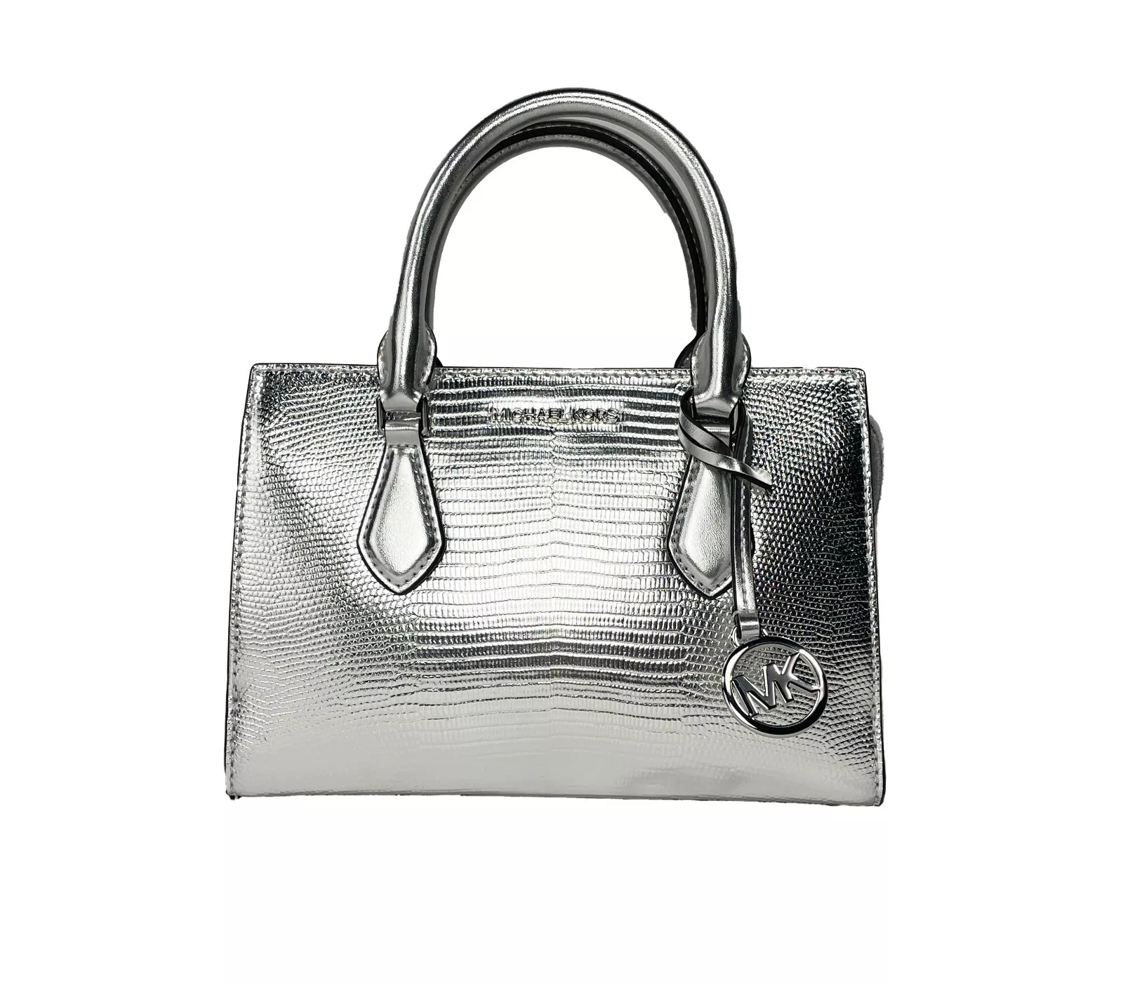 Michael Kors Women's Sheila Small Crossbody Satchel Purse Bag Silver