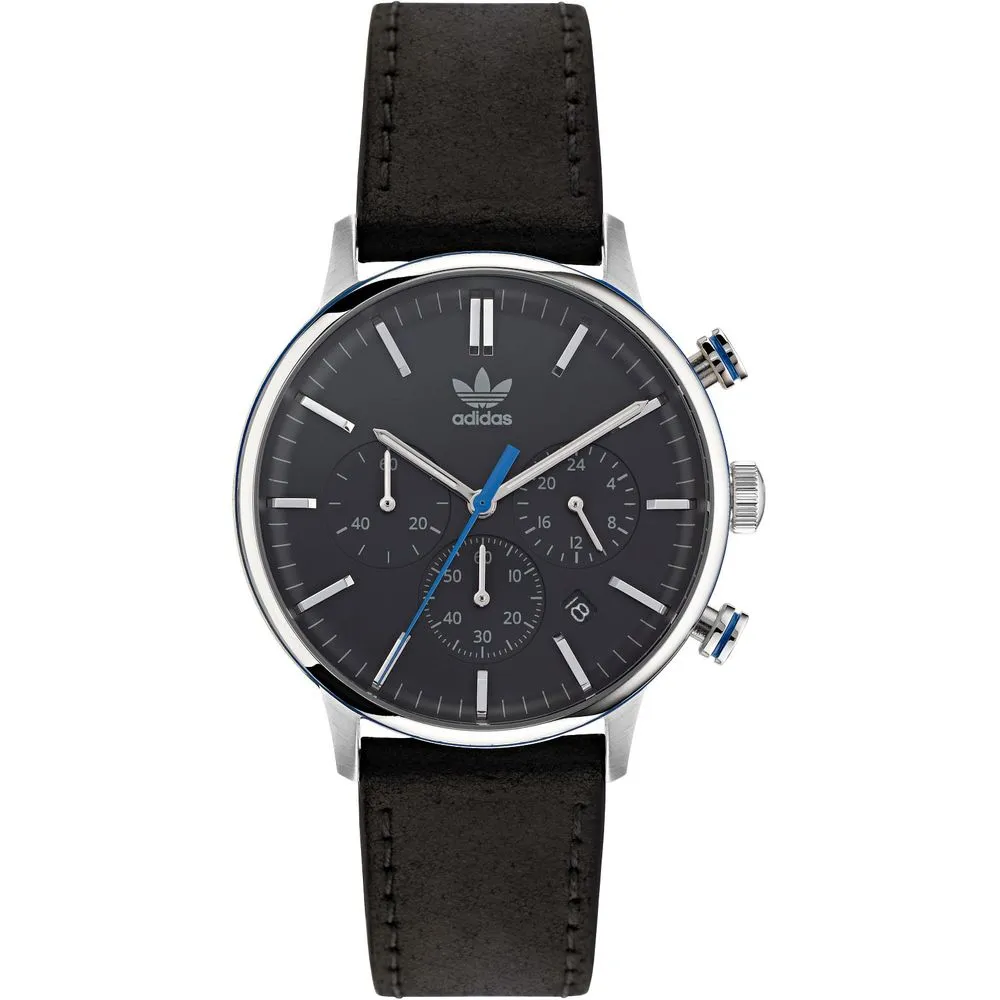 Adidas Men's Black Leather Watch
