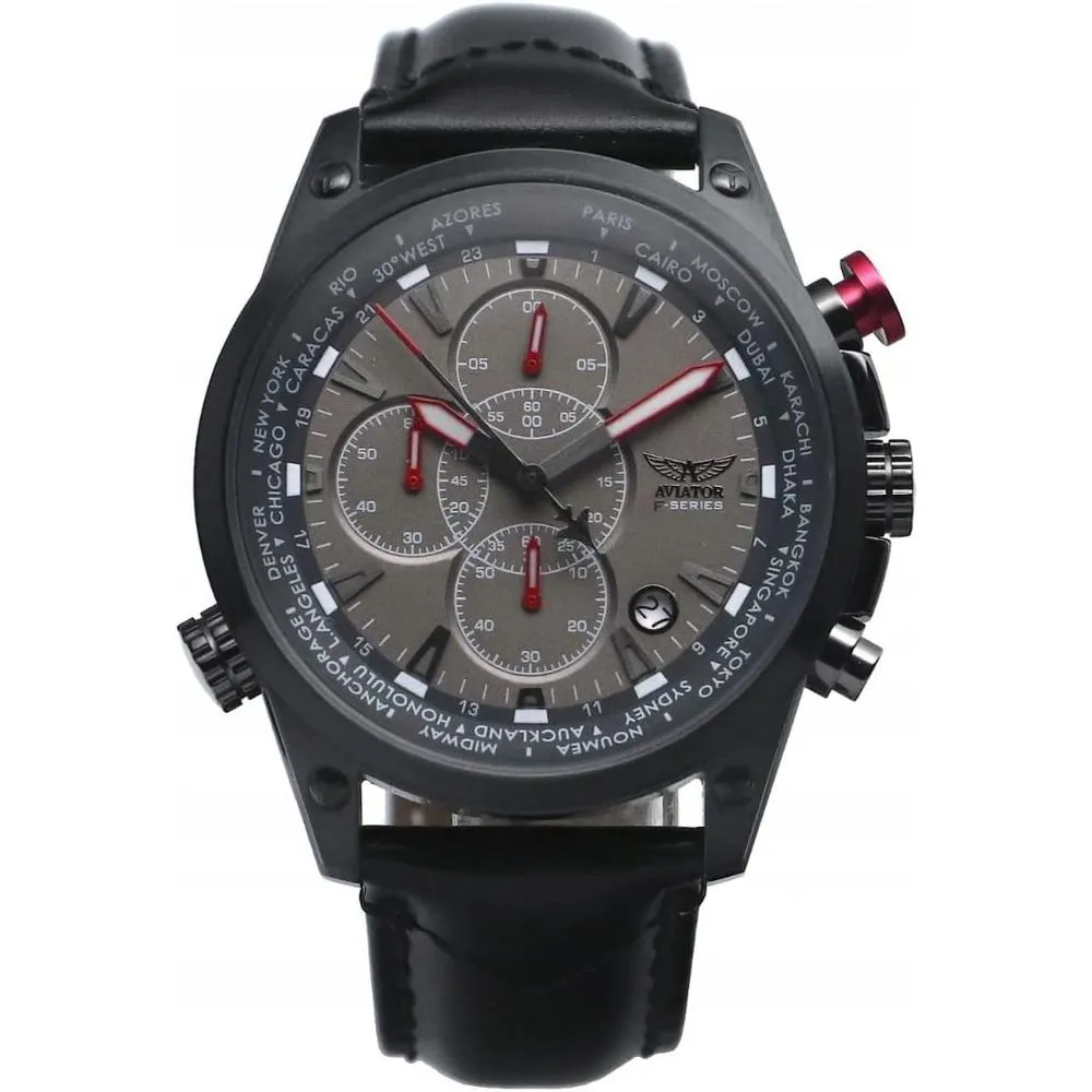 Aviator Men's Brown Leather Watch