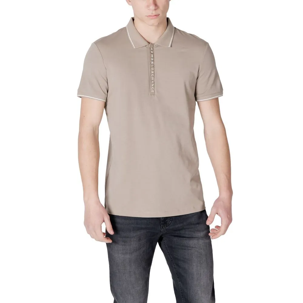 Armani Exchange Men's Beige Cotton Polo Shirt